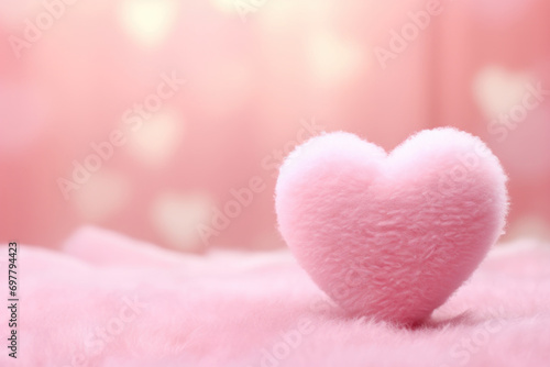 Pink fluffy heart Valentine's day concept background