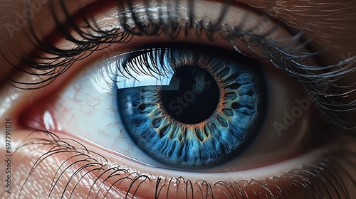 a close up of a blue eye photo
