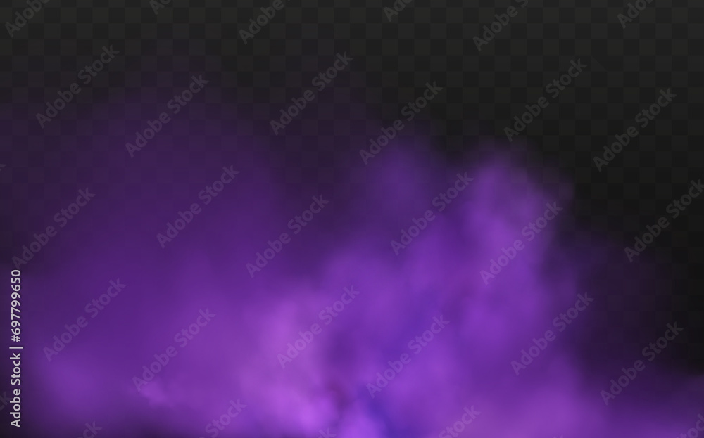 Scary mystical violet fog in night Halloween. Purple poisonous gas, dust and smoke effect.Realistic neon magic mist steam on a transparent dark background. Scary mystical violet fog in night Halloween. Purple poisonous gas, dust and smoke effect.Realistic neon magic mist steam on a transparent dark background.