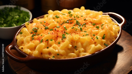Lobster Mac and Cheese A luxurious take on a comfort food classic, featuring tender chunks of lobster meat mixed with creamy, cheesy macaroni. photo