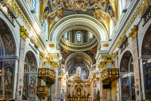 Interior of the Saint Nicholas Cathedral of Ljubljana, Slovenia photo