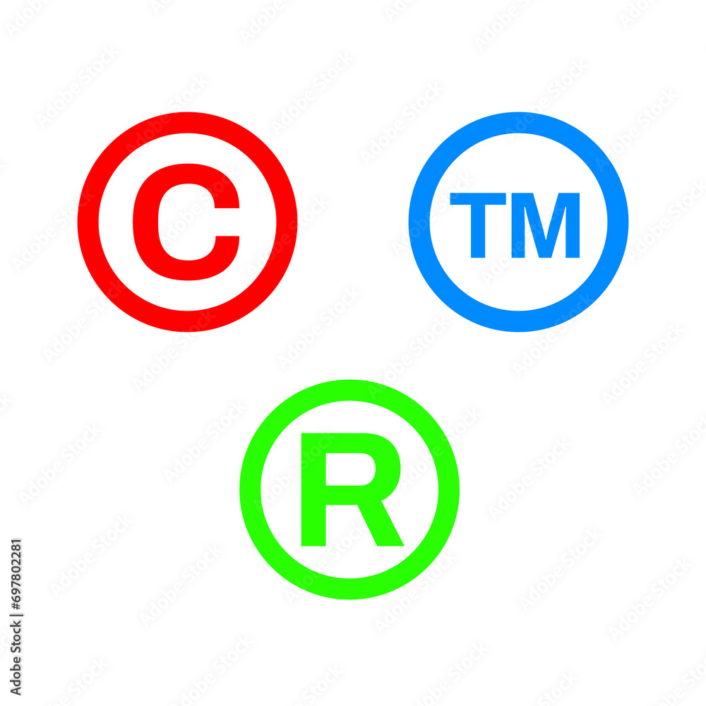 Registered Trademark Copyright Icon Set Registered Trademark Copyright Icon Set