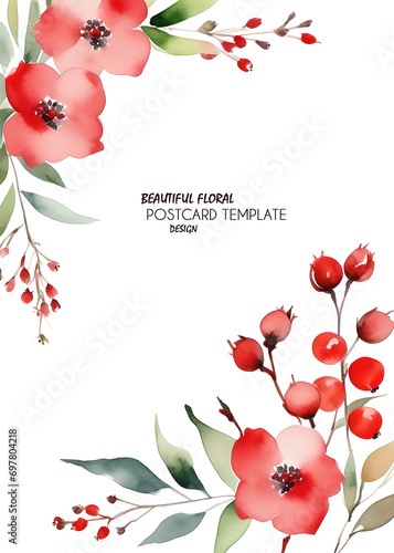 Bright watercolor style greeting or invitation card for mother's day, valentine's day, birthday or wedding. Beautiful flowers with free space for text, copy paste. JPG.