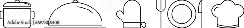 Cooking related line icons. Set of cutlery icons. PNG