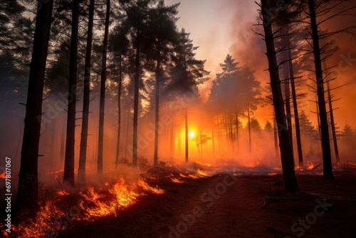 the rising threat of a forest fire © olegganko