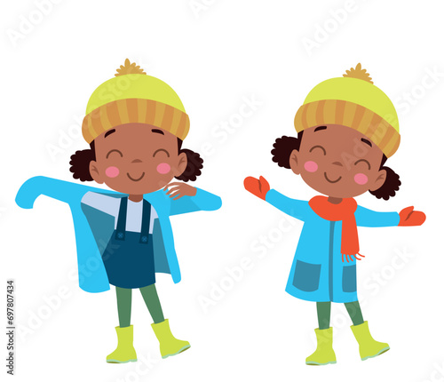 cute boy with scarf, beret and mittens