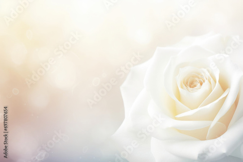 Fototapeta Naklejka Na Ścianę i Meble -  Beautiful white rose on soft beige background