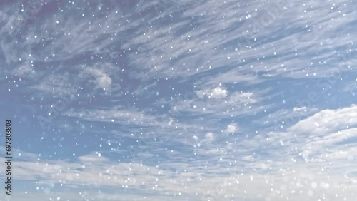 timelapse of the sky with snow weather on blue sky backdrop photo