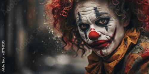 portrait of a serious clown photo