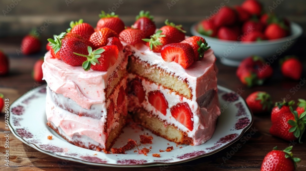 Strawberry cake made from fresh strawberries Strawberry cake made from fresh strawberries
