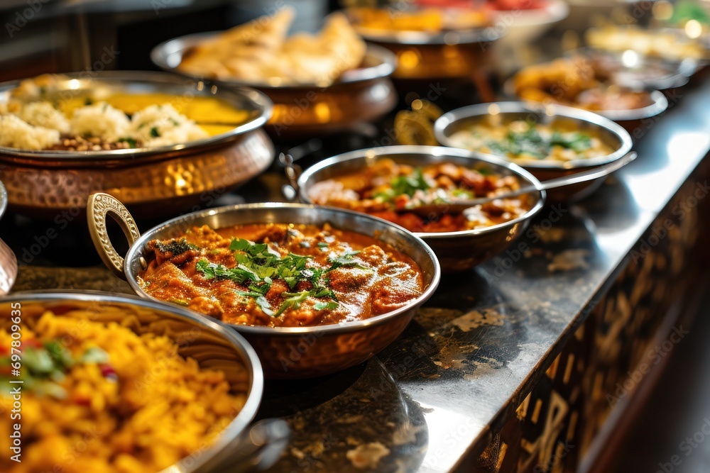 menu with a variety of dishes for indian restaurant - obrazy, fototapety, plakaty 