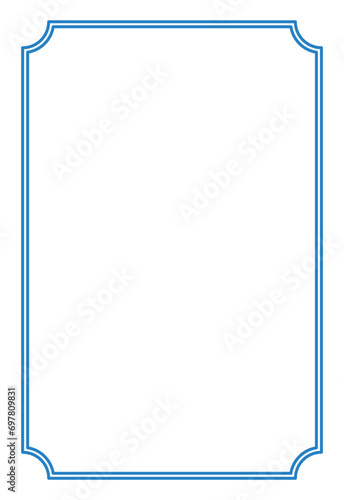 Blue Border frame decoration vector label simple line corner for your photo and text and icons
