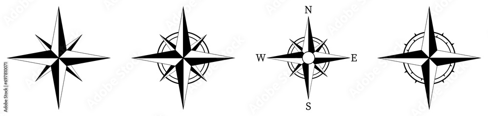 Set of compass icons. Vector illustration isolated on white background Set of compass icons. Vector illustration isolated on white background