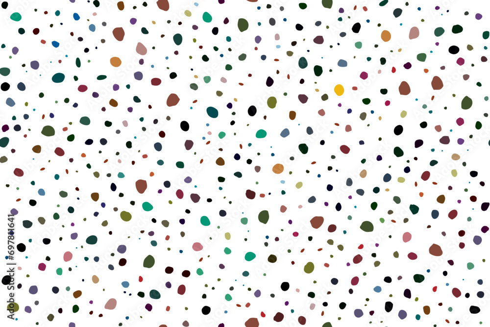 Irregular Eps Dot Pattern. White Polka Dot. Abstract Vintage Ball. Color Pattern Cute Effect. Seamless Vector Fun. Random Spot Birthday. Blue Flying Christmas Drawn. Small Party Polka Background. - obrazy, fototapety, plakaty 