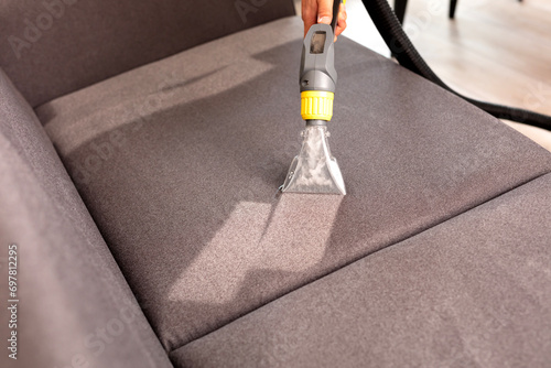 Sofa or armchair chemical cleaning with professionally extraction method.