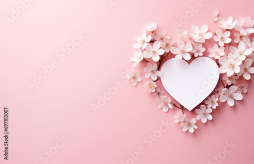 a pink heart cut out of the card with flowers inside