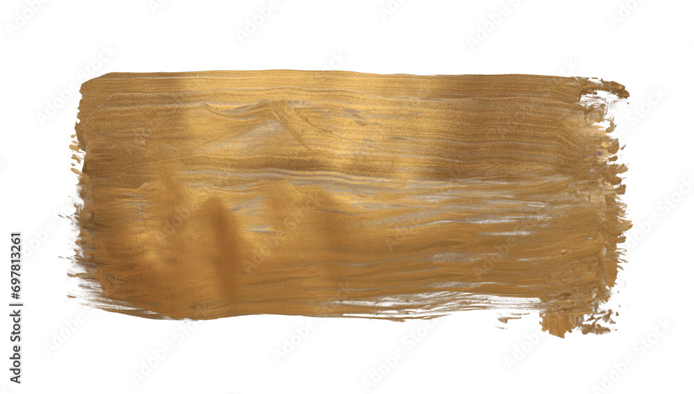 Gold glitter ink color smear brush stroke stain line blot on white ...