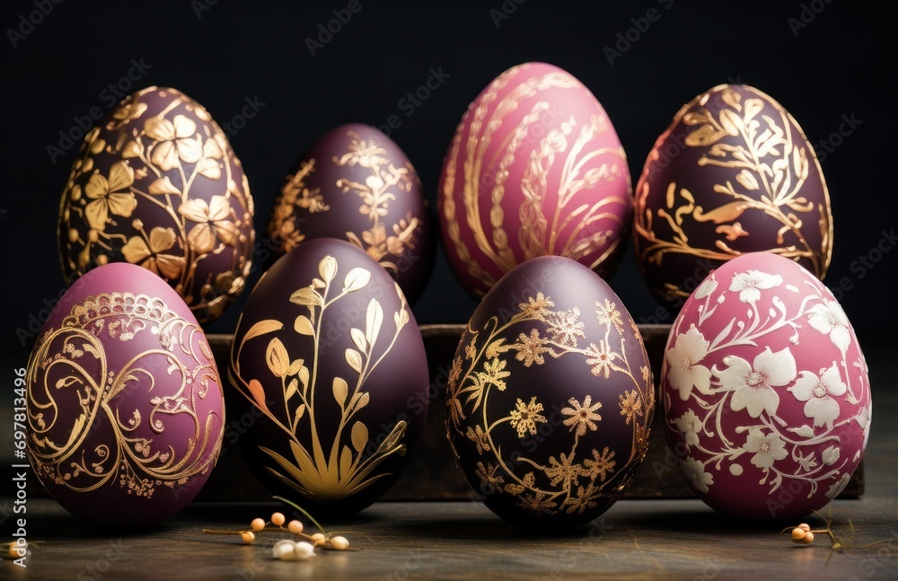 a group of easter eggs