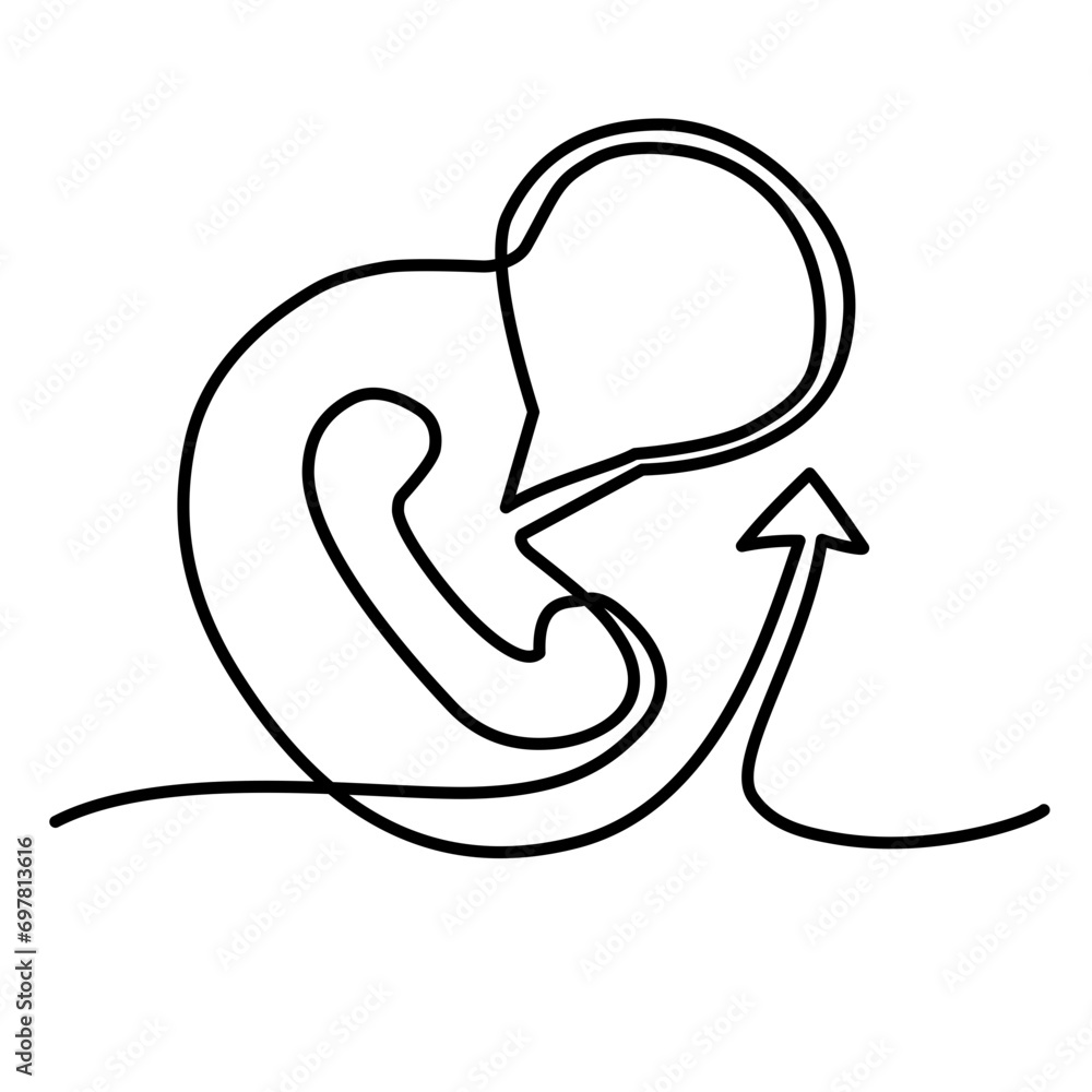 telephone call continuous line art telephone call continuous line art