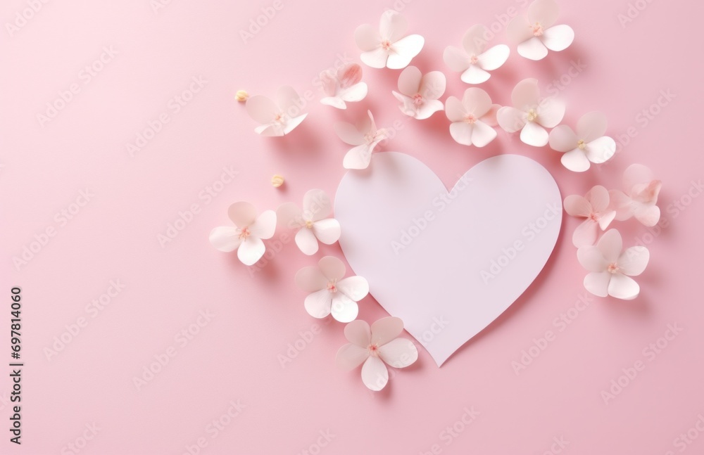 a pink heart cut out of the card with flowers inside