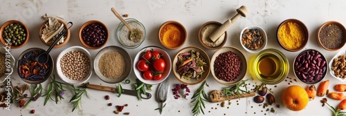 Winter vegetarian, vegan food cooking ingredients