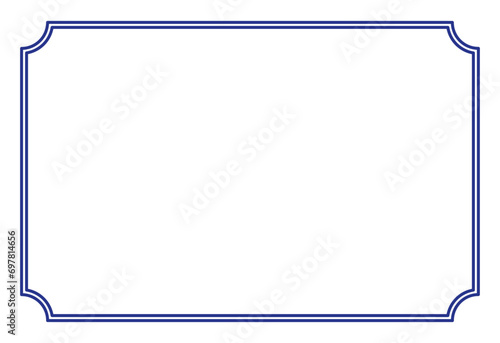Blue Border frame decoration vector label simple line corner for your photo and text and icons