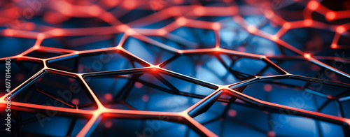 abstract image of a molecular structure with shiny red light photo