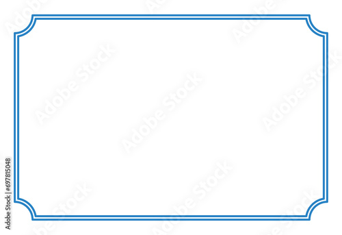 Blue Border frame decoration vector label simple line corner for your photo and text and icons