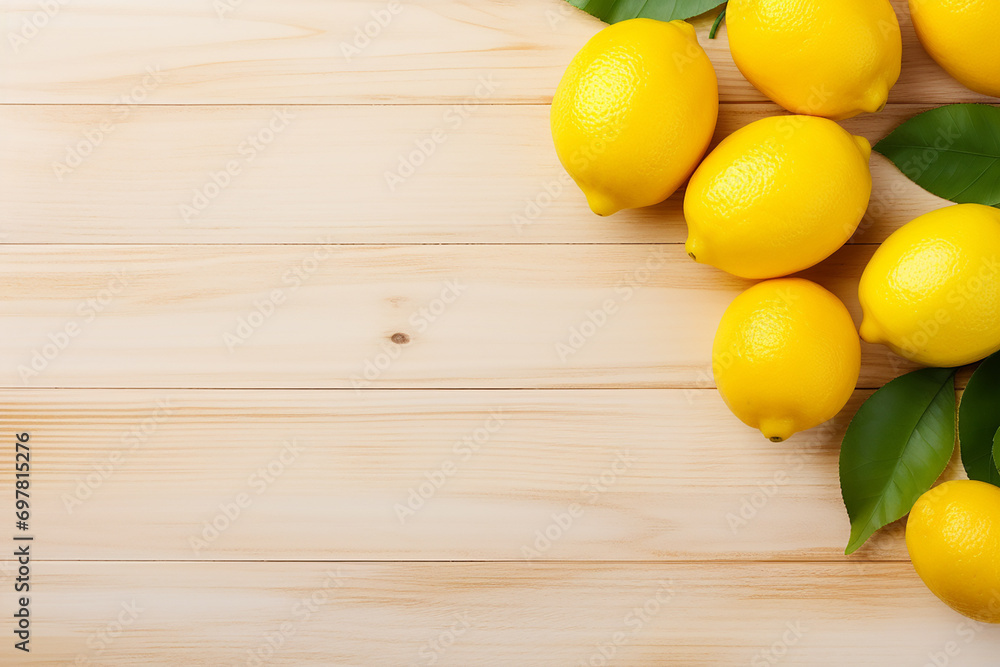 Citrus Elegance - Top View of Lemon on Light Wooden Table with Ample Copy Space Created with Generative AI Tools Citrus Elegance - Top View of Lemon on Light Wooden Table with Ample Copy Space Created with Generative AI Tools
