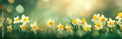 daffodil flowers spring background © olegganko