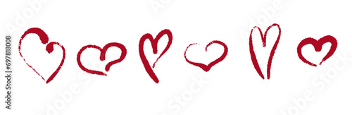 Set of decorative, abstract hearts, valentines. Vector graphics.