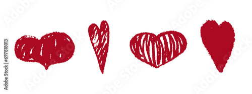 Set of decorative, abstract hearts, valentines. Vector graphics.