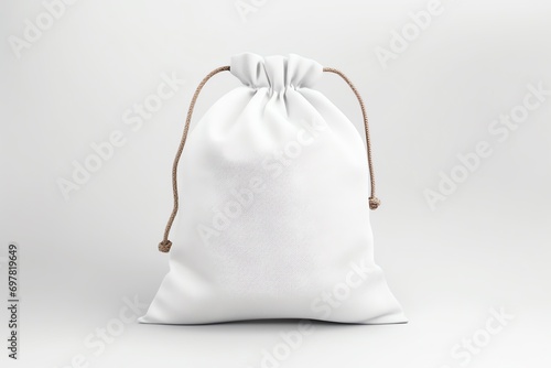 a white bag with a string