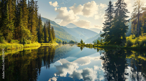 Mountain lake panorama landscape  photo