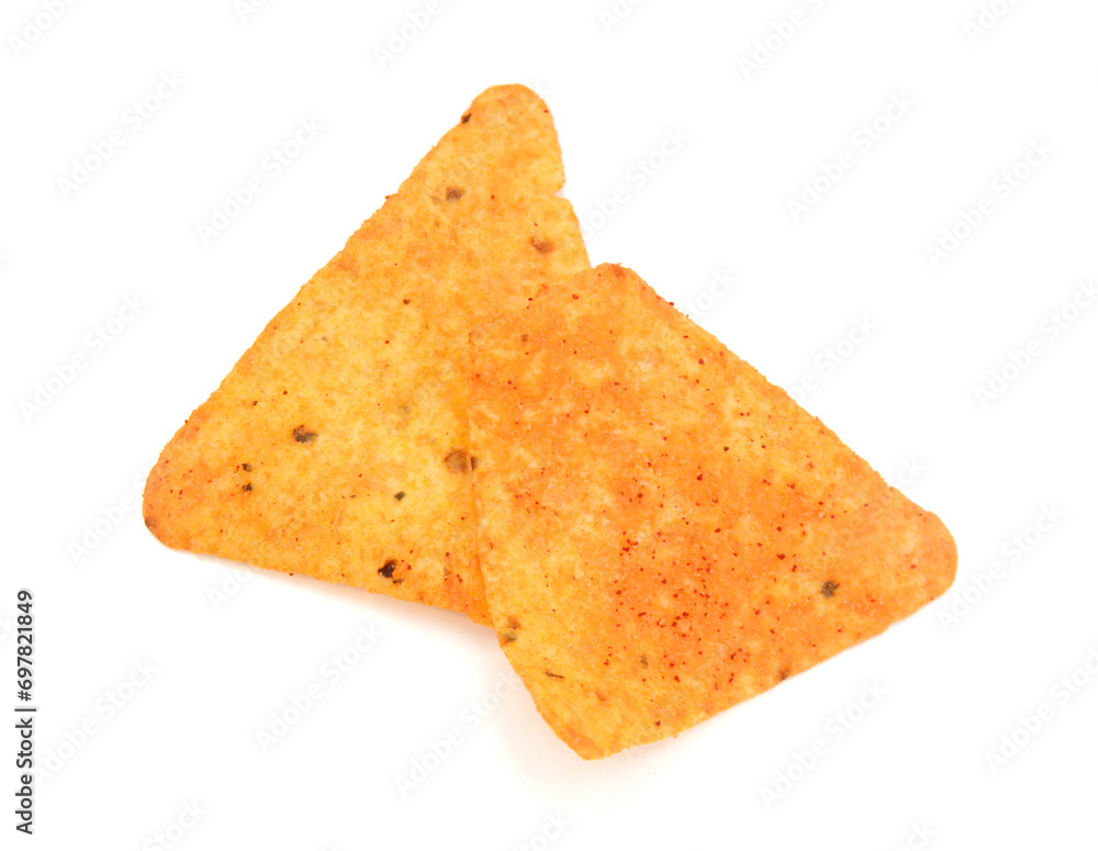 Fototapeta premium Pile of nachos on a white background