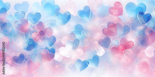 Pink and blue hearts Happy Valentines day concept abstract background