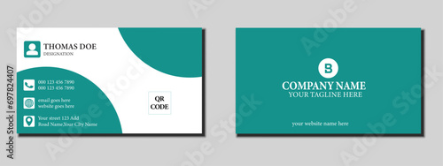 Creative corporate modern double-sided lanscape business card and visiting card tamplate. photo