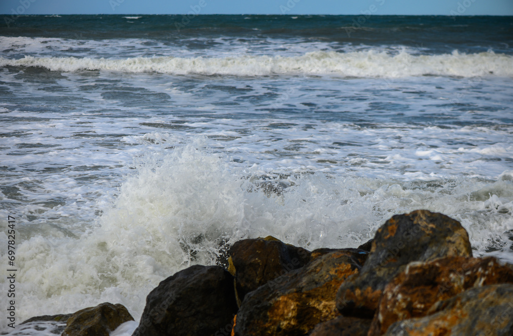 waves on the Mediterranean Sea of Cyprus during a storm 7 waves on the Mediterranean Sea of Cyprus during a storm 7