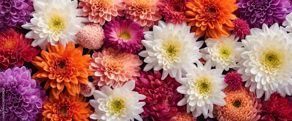 Floral Harmony: A Beautiful Bouquet of Red, Orange, Pink, Purple, and White Chrysanthemums | Perfect for Gifting, Weddings, and Romantic Celebrations - Colorful Flower Background Floral Harmony: A Beautiful Bouquet of Red, Orange, Pink, Purple, and White Chrysanthemums | Perfect for Gifting, Weddings, and Romantic Celebrations - Colorful Flower Background