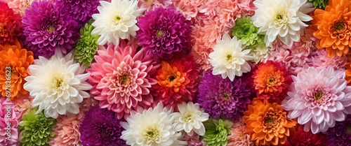 Soft Petal Palette: Chrysanthemum Blossoms in Red, White, and Pink | Ideal for Abstract Florist Designs, Greeting Cards, and Botanical Beauty - Flower Background