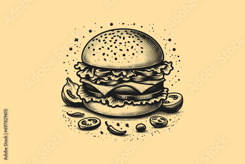 logo vector hand drawn hamburger