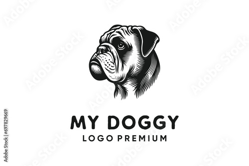 logo vector hand drawn head dog