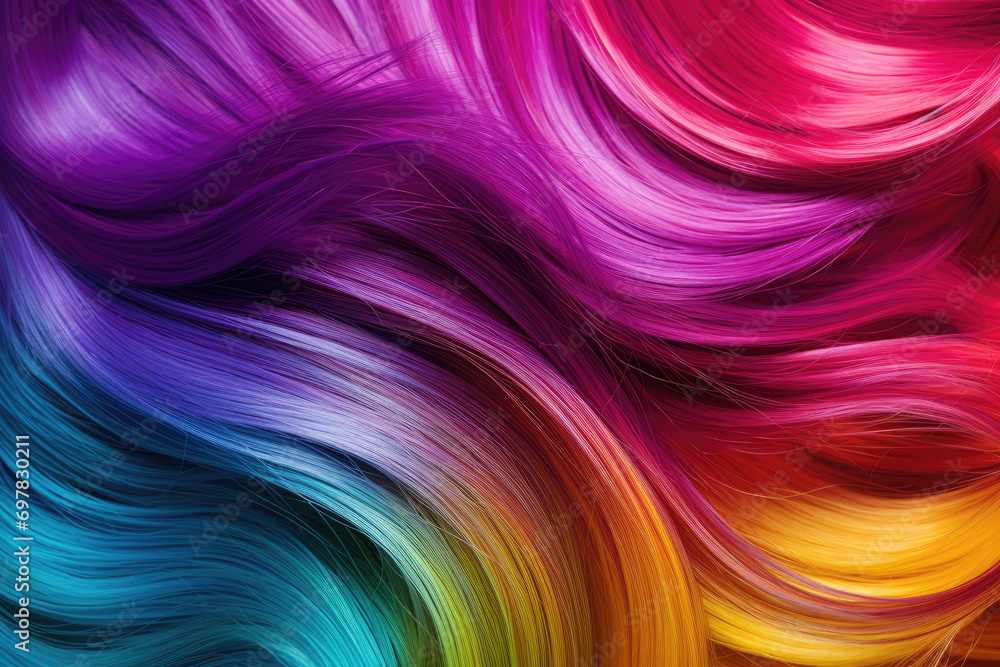 Close-up texture of curly multicoloured hair, all the colours of the rainbow shimmering together Close-up texture of curly multicoloured hair, all the colours of the rainbow shimmering together