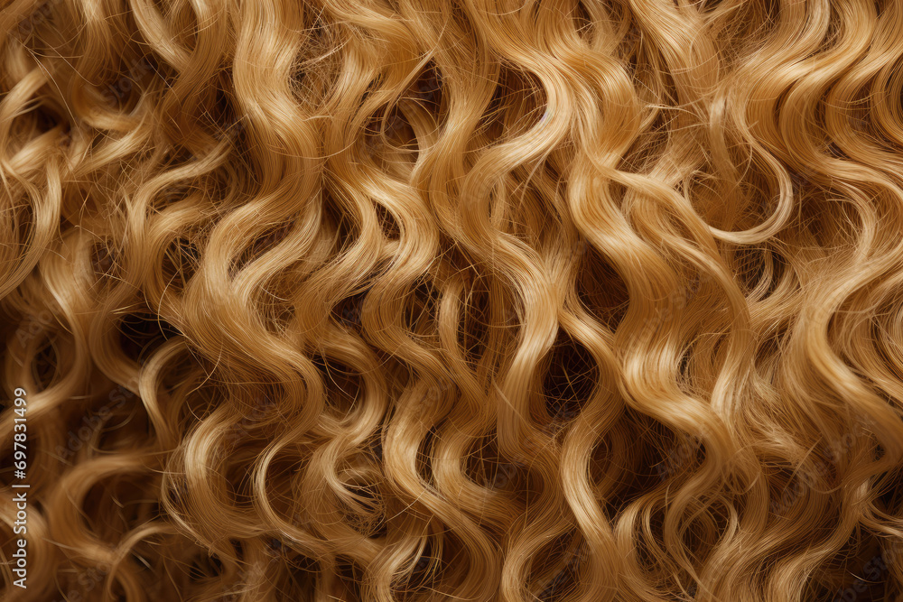 The texture of blonde curly hair