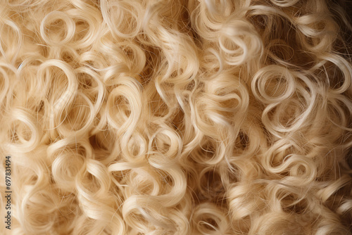 The texture of blonde curly hair