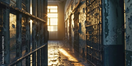 A jail cell with sunlight streaming through the window. Can be used to depict hope, freedom, or incarceration © Fotograf