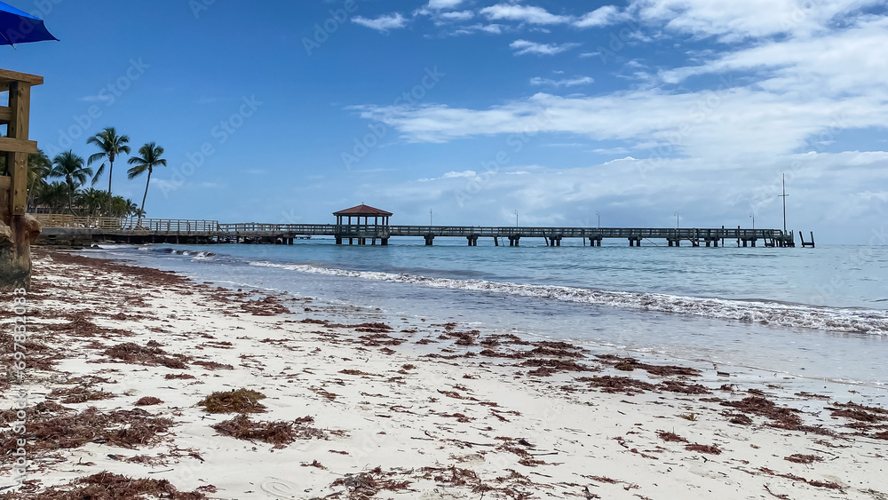 Beach Shoreline with Pier in Key West Florida