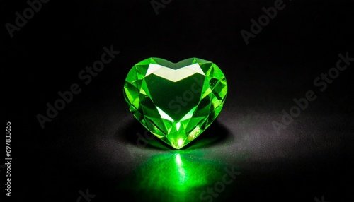  Green heart shaped diamond on black dark background