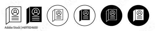 Scenario script folder icon. personal biodata or introduction summary of actor or professional office employee. creative designer portfolio scenario documentation in booklet or journal symbol vector. 