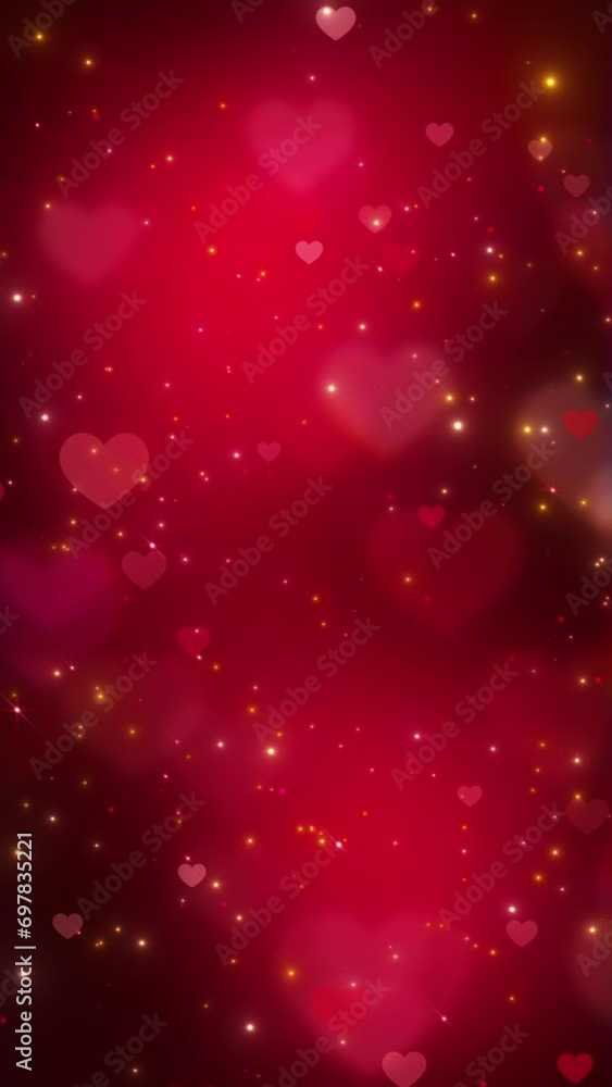 valentines day hearts and bokeh red vertical 4k motion background, love and passion 14 February and anniversary social media design element valentines day hearts and bokeh red vertical 4k motion background, love and passion 14 February and anniversary social media design element
